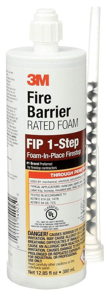 3M Fire Barrier Rated Foam, FIP 1-Step, 12.85 fl oz Cartridge, 6/case